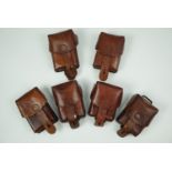 Six Czech military leather rifle cartridge pouches