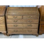 A George III oak fall-front bureau, 110 cm x 54 cm x 107 cm