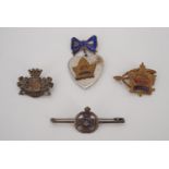A Great War enamelled white metal (tested as silver) Rifle Brigade and other sweetheart brooches