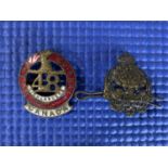 A Great War 48 Highlanders of Canada enamelled sweetheart brooch together with a 242nd Forestry