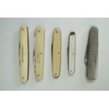 A Victorian four-blade pocket knife by Wilks of Sheffield, together with four other pocket / pen