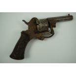 A 19th Century pocket pinfire revolver, 13 cm