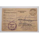 A Great War British Prisoner of War letter on German pro-forma card