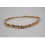 A 9 ct gold rope link bracelet, 19 cm, 2.8 g