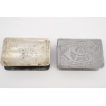 Two Great War personalised trench art matchbox covers