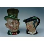 Two Royal Doulton character jugs: 'Micawber' and 'Simple Simon', tallest 22 cm
