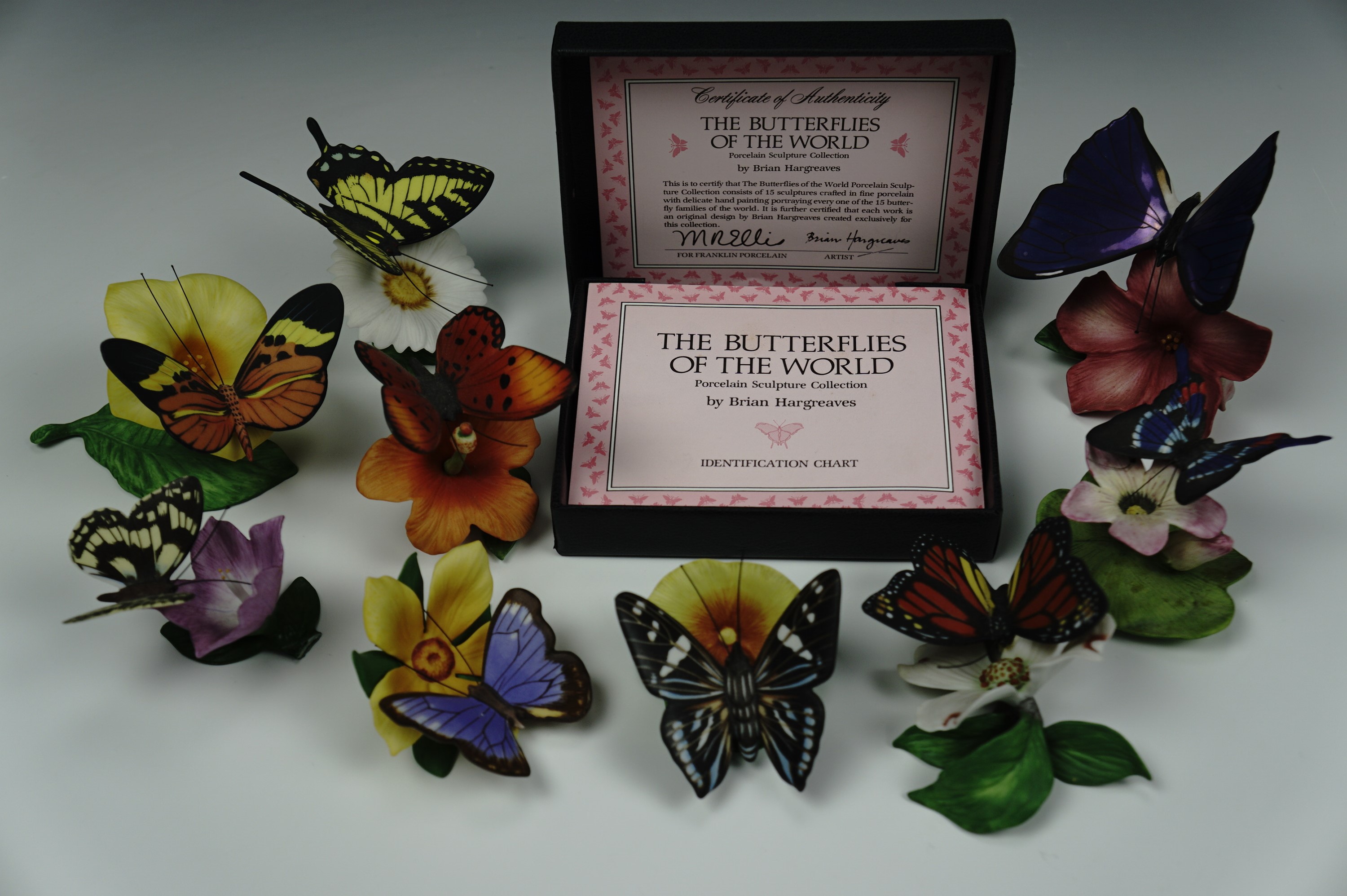 Nine "Butterflies of the World" figurines, with certificates