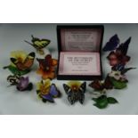 Nine "Butterflies of the World" figurines, with certificates
