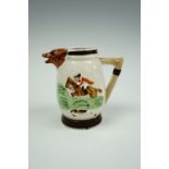 A Keele Street Pottery fox hunt pattern cream jug, 9 cm