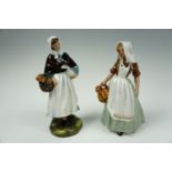 Two Royal Doulton figurines 'Country Lass' and 'The Milkmaid', tallest 19 cm