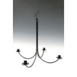 A pendant wrought iron candle chandelier, 50 cm