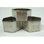 Three Keswick School of Industrial Art Staybright napkin rings