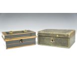 A late Victorian leather jewellery box together with a tinplate cash box