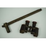 A Great War British army Mk IX trench periscope together with a set of 1916 dated No 3 binoculars