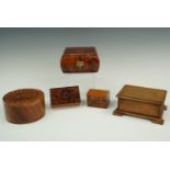 A group of wooden potpourri and other boxes, tallest 7 cm