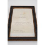 A framed Great War Military Cross citation, that of 2nd Lieut Joseph Henry Baker, Royal Field