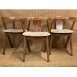 Three mid-20th Century Scandinavian style teak dining armchairs