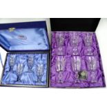 A boxed set of six Edinburgh Crystal wine glasses together with a boxed set of four Thomas Webb
