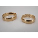 Two 9 ct gold wedding bands, M, R/S, 5.8 g