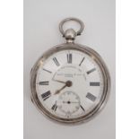 A Victorian silver key-wound lever pocket watch by Thomas Russell and Son, (a/f)