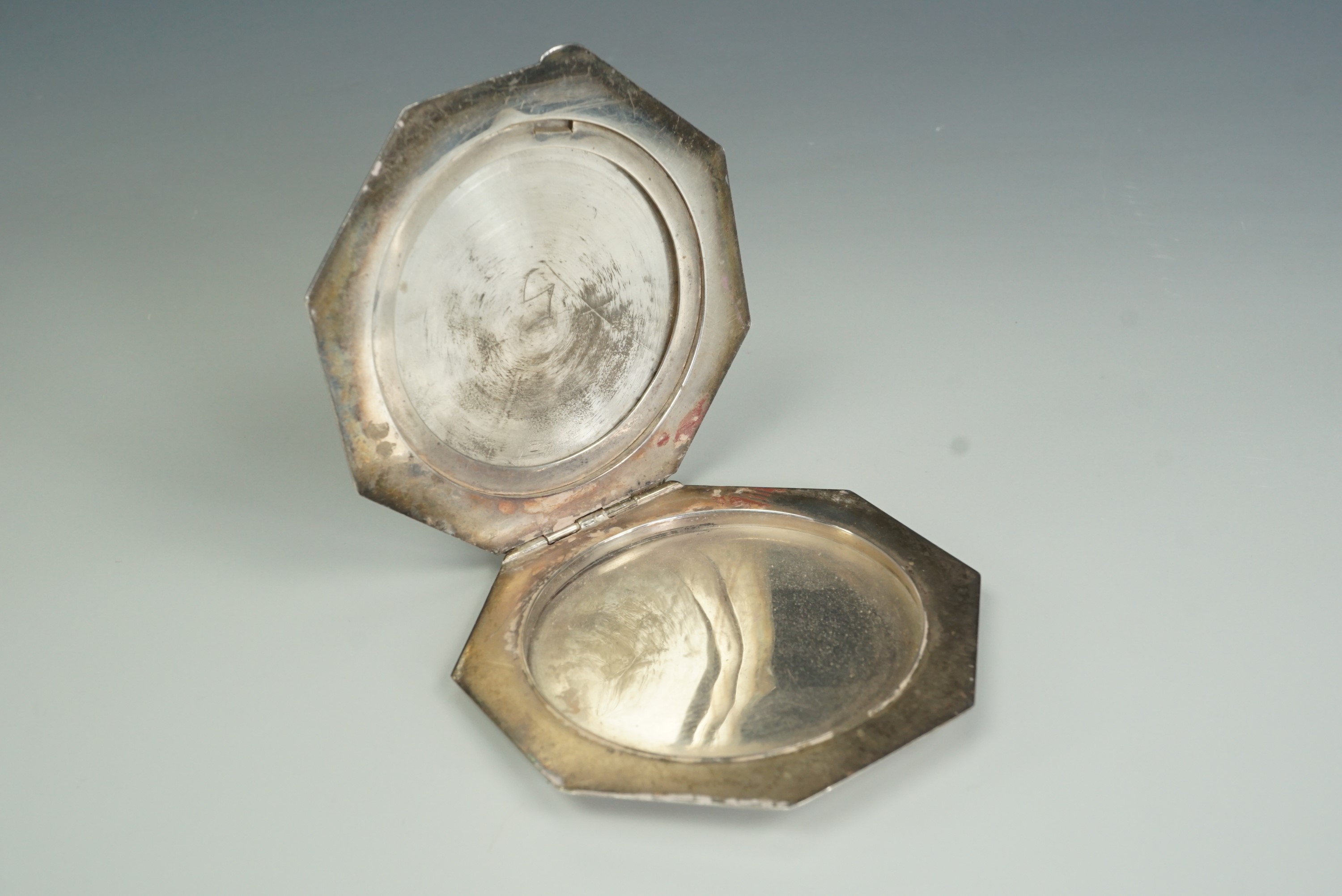 A Siamese white metal and niello polygonal powder compact, circa 1930s - Image 2 of 2