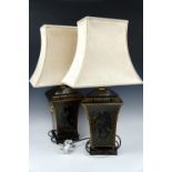 A contemporary pair of large parcel-gilt enamelled table lamps, 73 cm