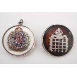 A Great War Gloucester Hussars silver-mounted tortoiseshell sweetheart brooch together with a