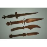 Four Great War trench art artillery shell driving band paper knives