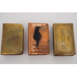 Three Great War trench art matchbox covers including a copper example bearing an enamelled lucky