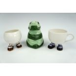A pair of Carlton Ware luster design novelty mugs together with a novelty Carlton Ware crocodile