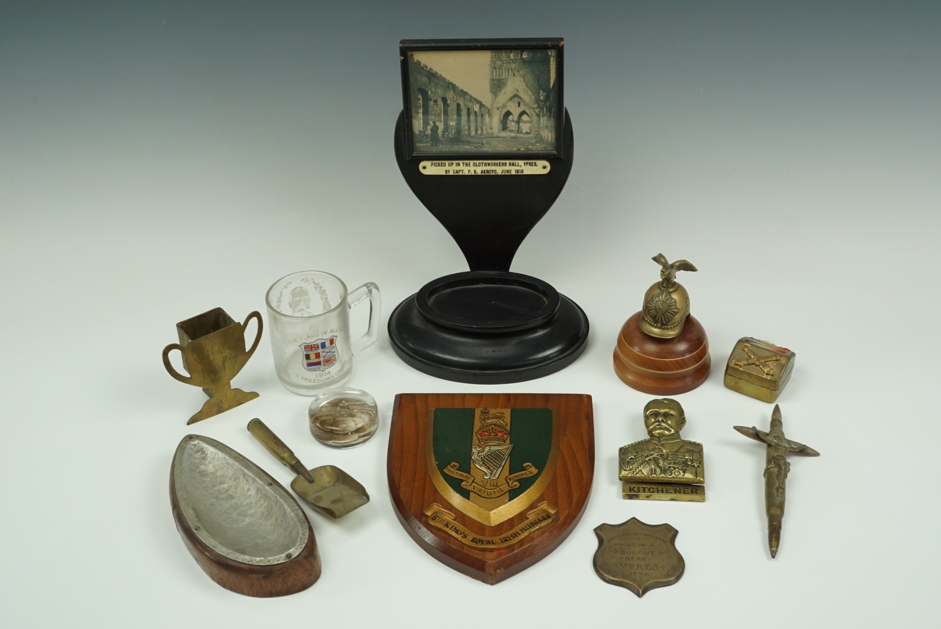 Sundry Great War and other military commemoratives including a propeller section dish