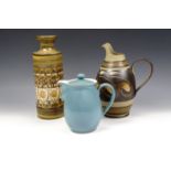 A Denby stoneware vase, jug and coffee pot, tallest 28 cm