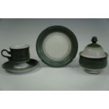 A blue stoneware tea and coffee set