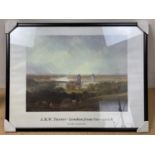 A Tate Gallery JMW Turner 'London From Greenwich' gallery poster, framed under glass, 64 x 84 cm