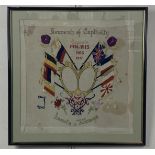 A Great War Prisoner-of-War embroidery, framed under glass, 59 cm x 59 cm