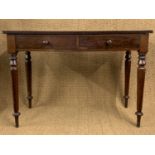 A Victorian plum pudding mahogany writing table, 11 cm x 52 cm x 78 cm