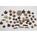 A large collection of Great War Canadian cap and other badges