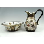 A late 20th Century Chinoiserie ewer and basin