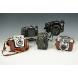Cameras and equipment including Lomo Lubitel 166, Kodak Autosnap, Minolta Dynax 600SI, Zeiss Conte