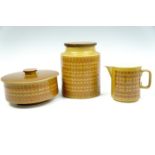 Three items of Hornsea 'Saffron' kitchenware, circa 1960s