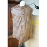 A 1942 British army camouflaged leather jerkin, size 2