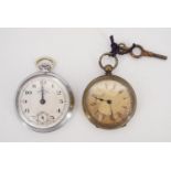 A late 19th Century key-wound fob watch together with an Ingersoll Cadet pocket watch