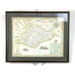 A John Garnons Williams signed limited edition 1086 Domesday map of east Sussex, in card mount and