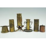 A group of trench art vases etc