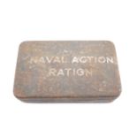 A Second World War Royal Navy "Naval Action Ration" tin