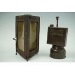 A Great War folding trench lantern together with a small Paraffin lamp