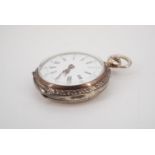 A late 19th / early 20th Century lady's white metal fob watch, having a pin-set movement, its