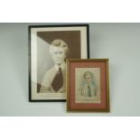 A Great War portrait photographic print and printed silk portrait of nurse Edith Cavell, former 31
