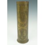 A Great War Greek trench art shell case vase, 27 cm