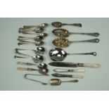 Electroplate serving spoons, various teaspoons etc